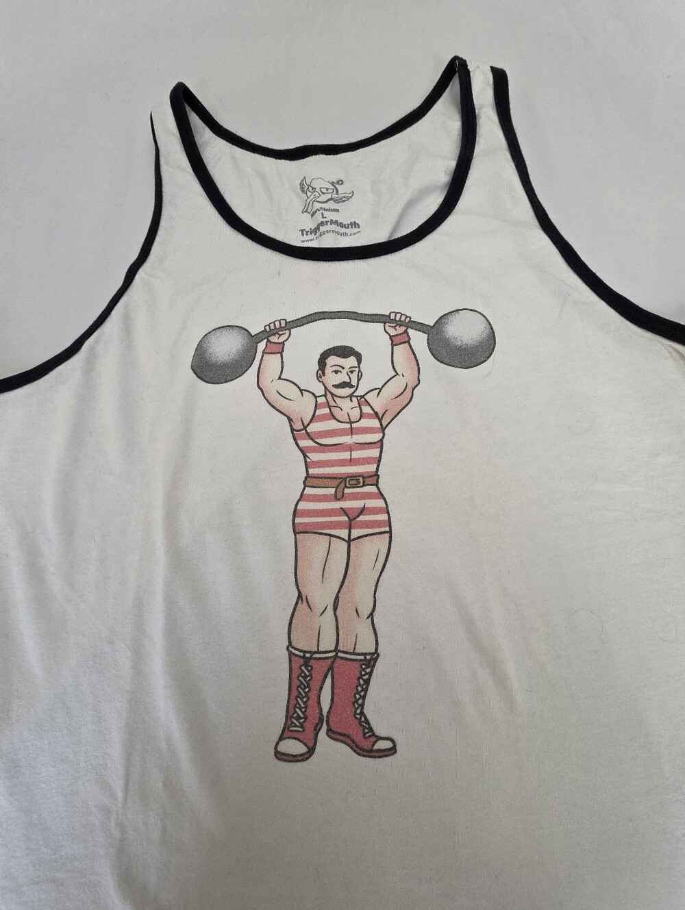 White Tank Top with Red Strongman Graphic - Picture 2 of 4